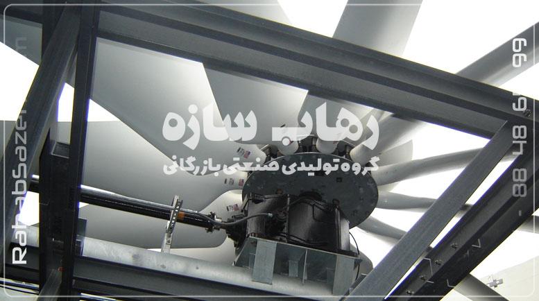 فن فایبرگلاس نصب‌شده در برج خنک‌کننده مدور فایبرگلاس صنعتی