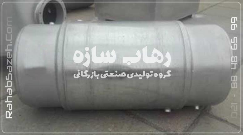 منبع دوجداره افقی با پوسته فلزی و اتصالات بخش بالایی