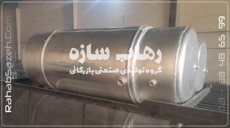 نمای بدنه فلزی منبع دوجداره و محل جوش پوسته و عدسی ها