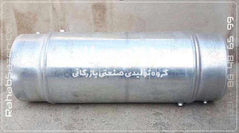 نمای جانبی منبع دوجداره افقی و امتداد طول بدنه